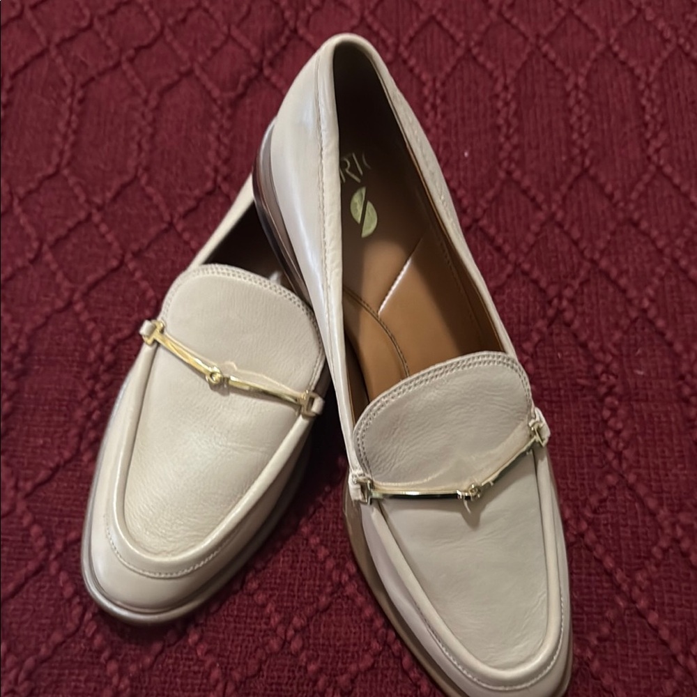 SARTO By Franco Sarto Cream Loafers with Gold Accent